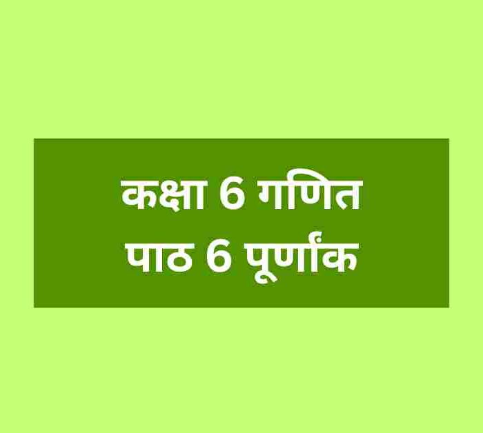 कक्षा 6 गणित पाठ 6 पूर्णांक