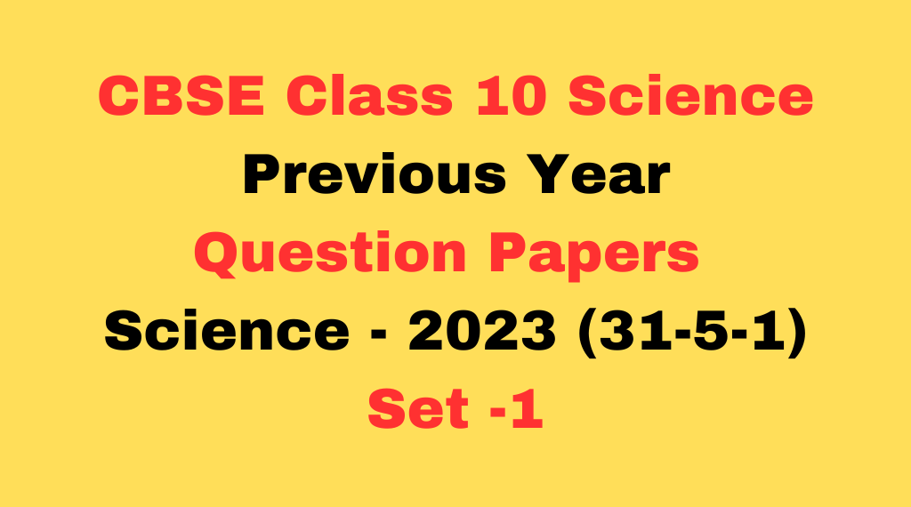 Previous Year Question Papers for CBSE Class 10 Science PDF
