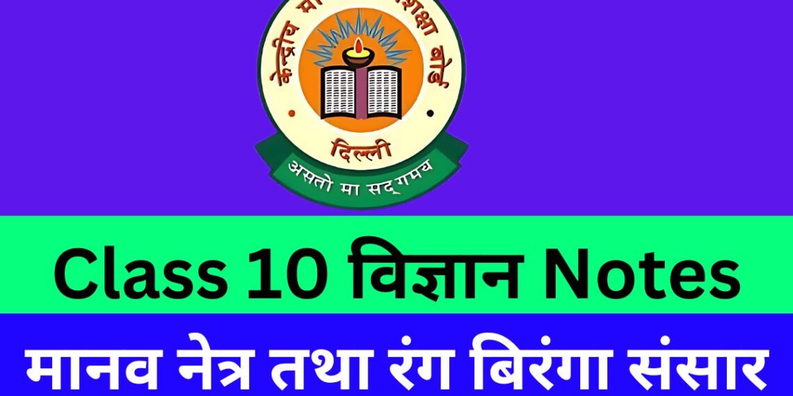 Class 10 Science Chapter 11 मानव नेत्र तथा रंग बिरंगा संसार Notes Free PDF